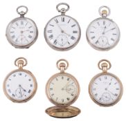 A collection of six pocket watches