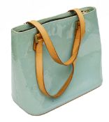 A Louis Vuitton vernis Houston baby blue monogram patent leather bag