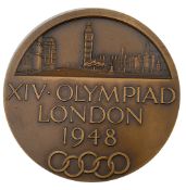 A bronze 1948 London Olympics Games participation medal,