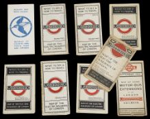 Nine 1910/20s folding pocket maps for London transport,comprising a 1916 General Omnibus Map of some