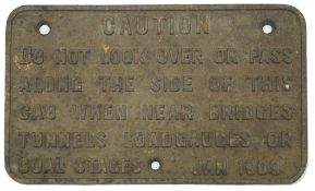 An Edwardian cast iron railway issue caution sign,