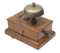 A railway signal box block bell made by R. E. Thompson