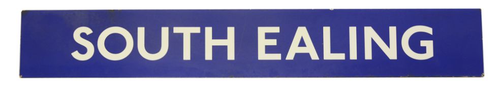 A London Underground enamel station sign displaying 'SOUTH EALING'