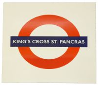 A London Underground enamel roundel for Kings Cross St. Pancras