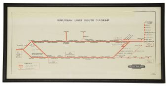 A framed BR 1944 Suburban Lines Route Diagram