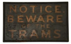 An early 20th century hand painted wooden sign