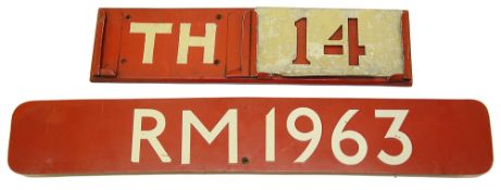 A London Transport Routemaster bus bonnet fleet number plate