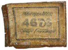 A late 19th or early 20th century painted wood Metropolitan Stage Carriage rear panel