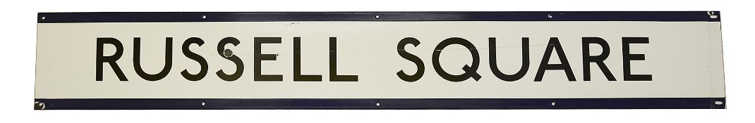 A London Underground enamel station frieze sign for Russell Square