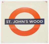 A London Underground enamel station roundel for St. John's Wood