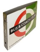A London Transport enamel Bus & Coach stop flag,bus compulsory and coach request version,1950s/