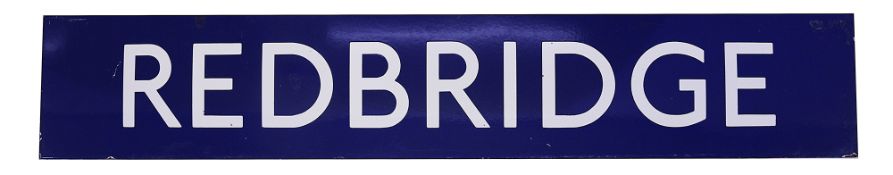A London Underground enamel station sign for Redbridge