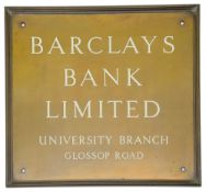 A Barclays Bank Limited bronze and enamel sign,