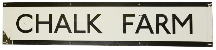 A London Underground enamel station frieze sign for Chalk Farm