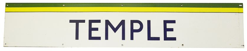A London Underground enamel station frieze sign for Temple