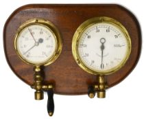 Two brass cased locomotive gauges and valves
