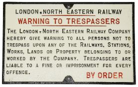 An LNER cast iron trespass notice