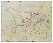An early and rare London Underground and Metropolitan Railway enamel map,c.1910, manufacturers