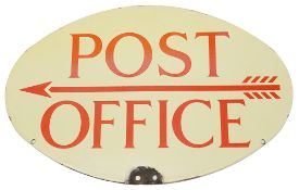 A Post Office oval double sided enamel directional sign