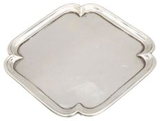 A George V silver waiter or card tray,