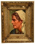 German school (early 20th c.) 'Portrait head of a woman', oil on board