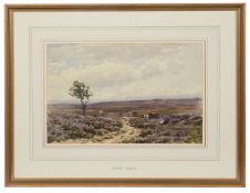 Attrib. Wycliffe Eggington (Brit., 1875-1951) 'Figures on a moor', watercolour, framed and glazed,