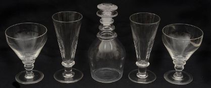 19th c. glass to include a late Georgian Prussian shaped glass decanter