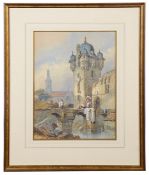 Samuel Prout (Brit., 1783-1852) 'Continental scene with figures', watercolour
