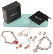 A pair of Chanel drop earring and other signed designer jewellery