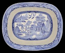 A late 19th c. Minton cheese stand and three other blue and white transfer printed dishes,