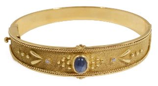 A contemporary Greek sapphire and diamond 'Byzantine style' bangle