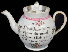 A pearlware teapot and cover c.1800