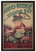 A vintage French advertising poster for a driving school,