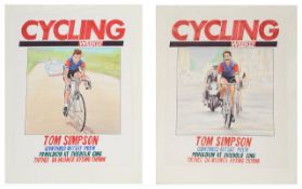 Two original illustrated cover designs for the July 9 1987 issue of Cycling Weekly