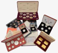 Collection of mostly silver and other proof coins and a set of London Fire Brigade Historic Badges