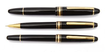A Mont Blanc Meisterstuck fountain pen, ballpoint pen and propelling pencil,