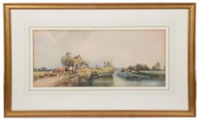 Brit. School, late 19th c.,two landscapes depicting hay wains, watercolour