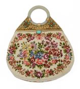 A Chinese export jade bangle petit point hand bag