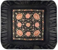 An early 20th century Chinese embroidered black silk piano shawl