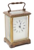 An early 20th century French gilt brass carriage clock