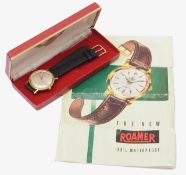 A Gentleman's Roamer Rotodate 44 automatic gold plated wristwatch