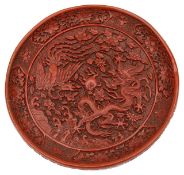 A Chinese cinnabar lacquer round plate