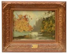 Alexander MacNeil, (Scottish, active c.1913-1940) ÔWhere Lugar FlowsÕ, oil on board