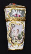 An 18th c. South Staffordshire or Bilston enamel heart shaped etui c.1765