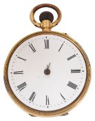 An 18K gold open faced fob watch