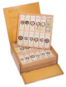 A collection of prepared microscope slides