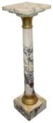 A Fr. white and grey veined marble and gilt metal mounted pedestal c. 1900