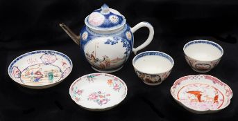 An 18th c. Chinese export famille rose porcelain teapot and cover; others