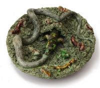 A late 19th c. Portuguese Jose A. Cunha Caldas Rainha pottery majolica 'Palissy' style wall plate