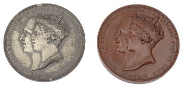 The opening of the Crystal Palace Sydenham, 1854 by GG Adams copper and and white metal medals